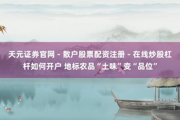 天元证券官网 - 散户股票配资注册 - 在线炒股杠杆如何开户 地标农品“土味”变“品位”
