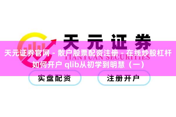 天元证券官网 - 散户股票配资注册 - 在线炒股杠杆如何开户 qlib从初学到明慧（一）